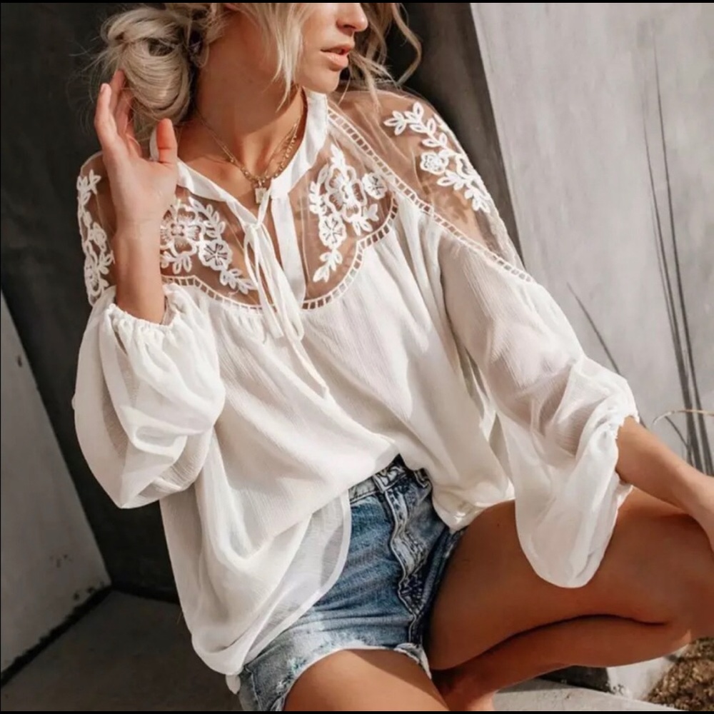 boho lace sleeve blouse